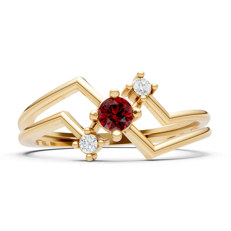 Dainty Geometric Multi-Stone Stacking Ring