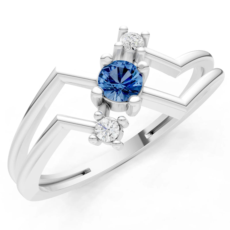 London Blue Topaz Dainty Geometric Multi-Stone Stacking Ring