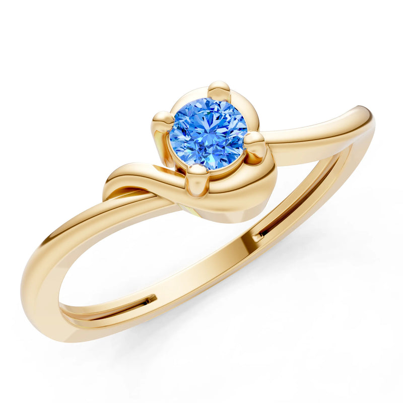 Swiss Blue Topaz Dainty Minimal Twist Ring