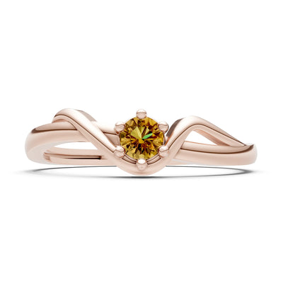 Citrine Dainty Sculpted Wave Ring