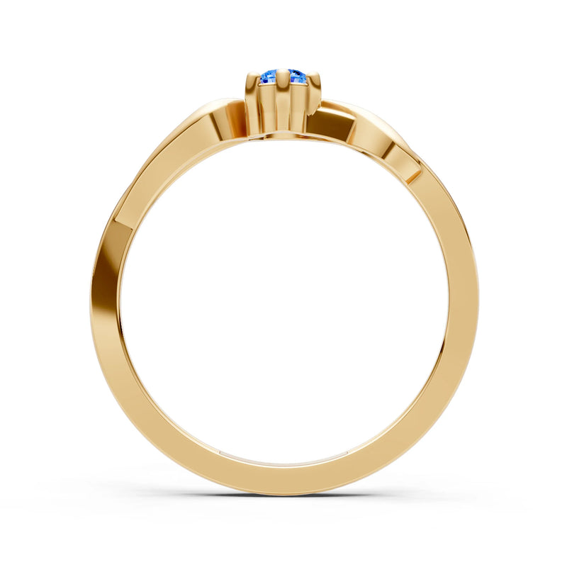 Swiss Blue Topaz Dainty Sculpted Wave Ring