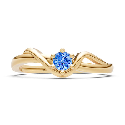 Swiss Blue Topaz Dainty Sculpted Wave Ring