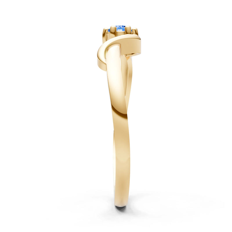 Swiss Blue Topaz Dainty Sculpted Wave Ring