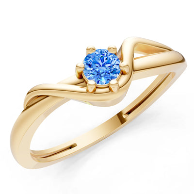 Swiss Blue Topaz Dainty Sculpted Wave Ring