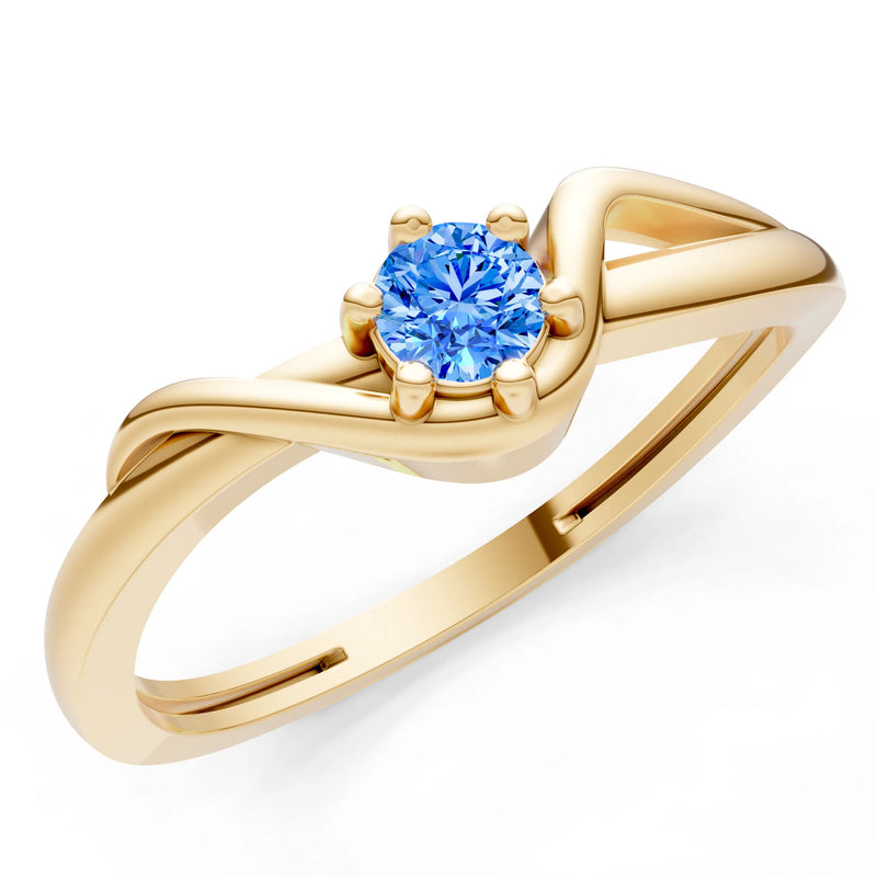 Swiss Blue Topaz Dainty Sculpted Wave Ring