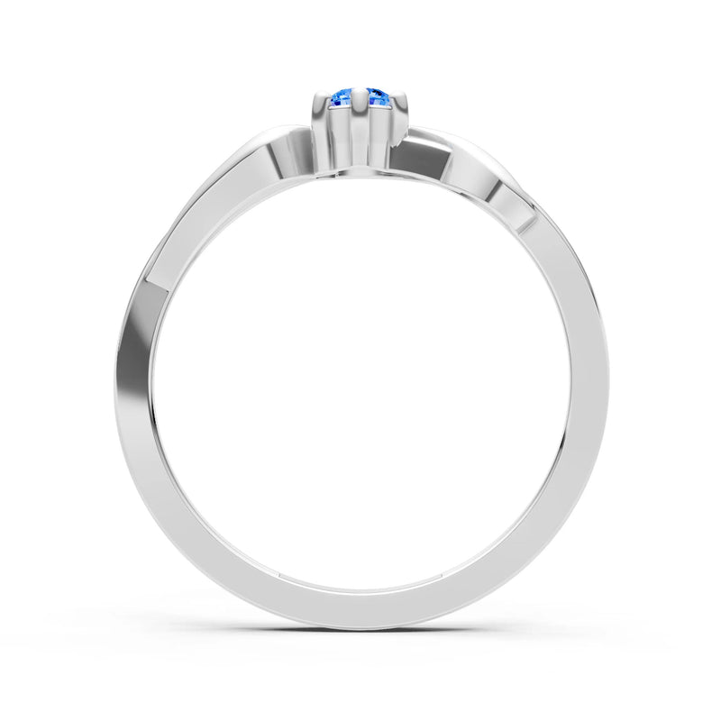 Swiss Blue Topaz Dainty Sculpted Wave Ring