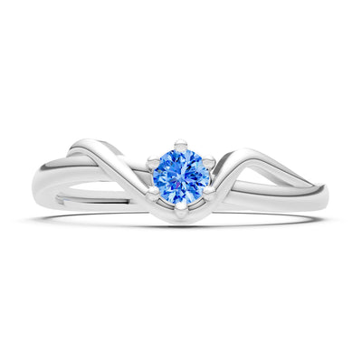 Swiss Blue Topaz Dainty Sculpted Wave Ring