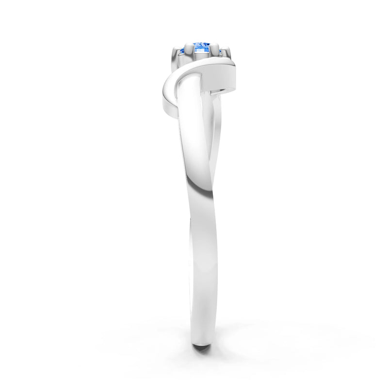 Swiss Blue Topaz Dainty Sculpted Wave Ring