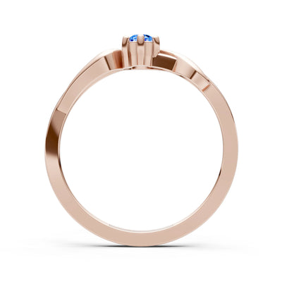 Swiss Blue Topaz Dainty Sculpted Wave Ring