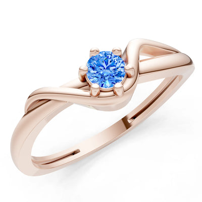 Swiss Blue Topaz Dainty Sculpted Wave Ring