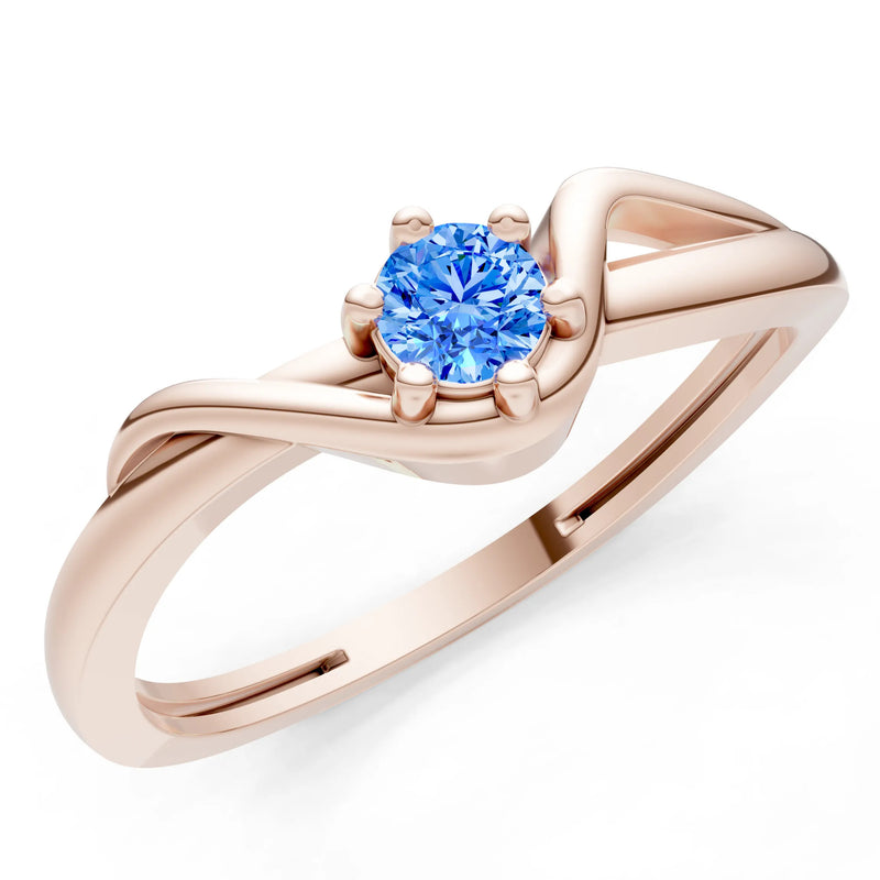 Swiss Blue Topaz Dainty Sculpted Wave Ring
