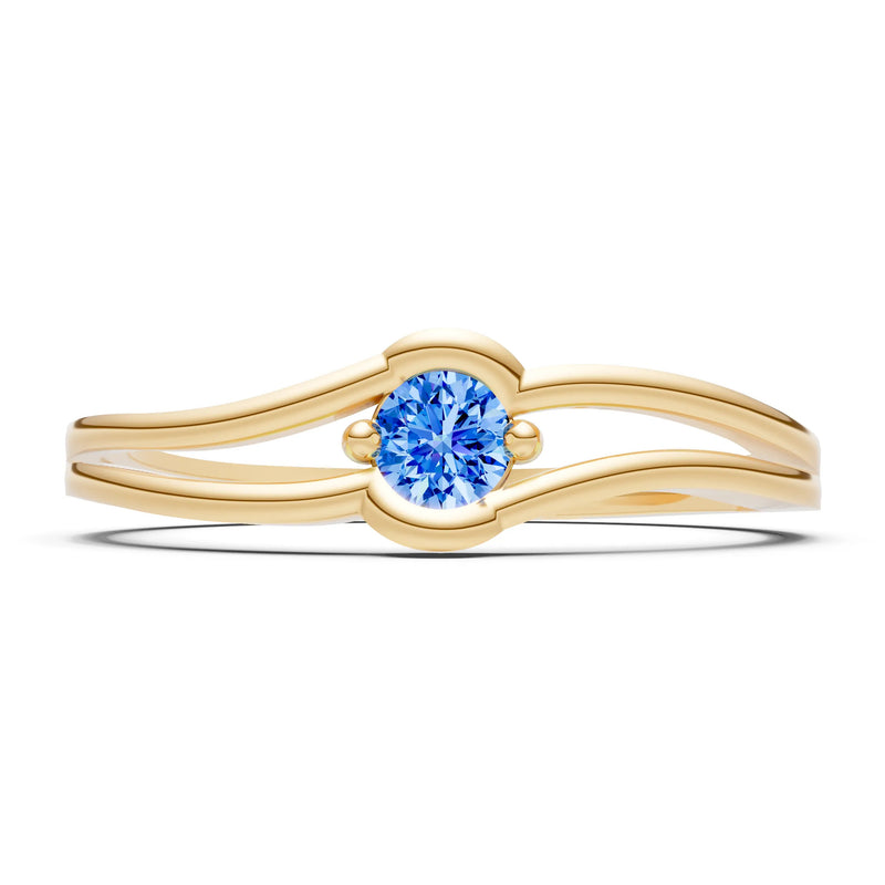 Swiss Blue Topaz Dainty Bypass Embrace Ring