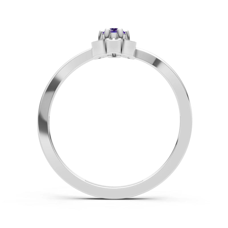 Amethyst Dainty Floral Cluster Accent Ring