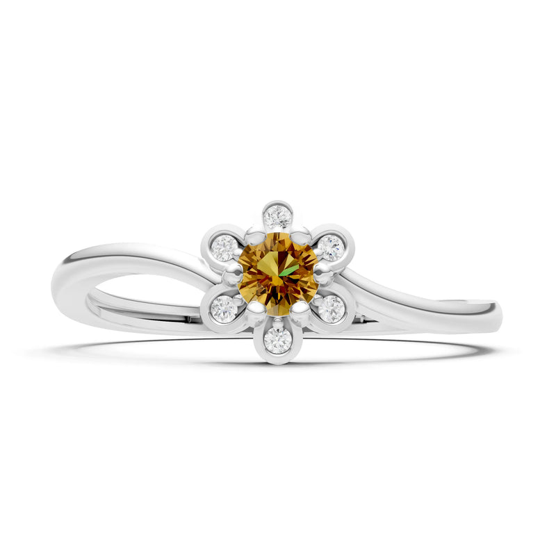 Citrine Dainty Floral Cluster Accent Ring