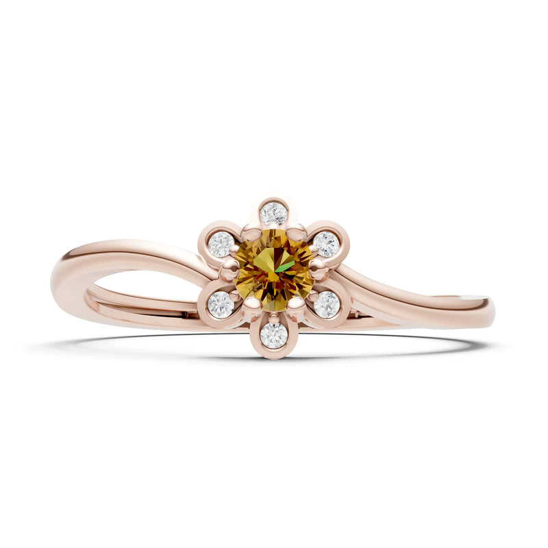 Citrine Dainty Floral Cluster Accent Ring