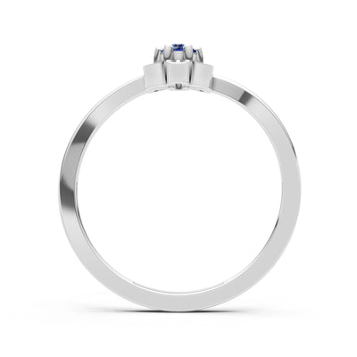 Blue Sapphire Dainty Floral Cluster Accent Ring