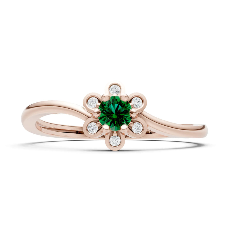 Emerald Dainty Floral Cluster Accent Ring