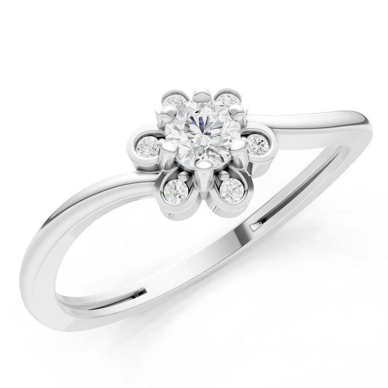 Diamond Dainty Floral Cluster Accent Ring