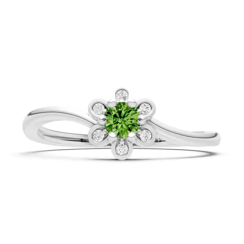 Peridot Dainty Floral Cluster Accent Ring