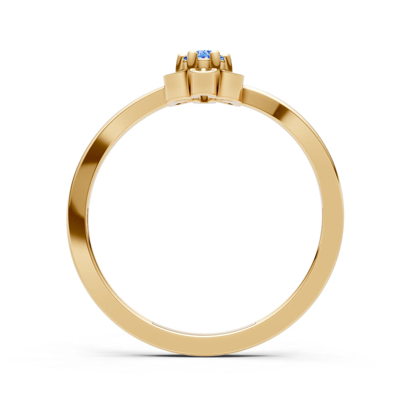 Swiss Blue Topaz Dainty Floral Cluster Accent Ring