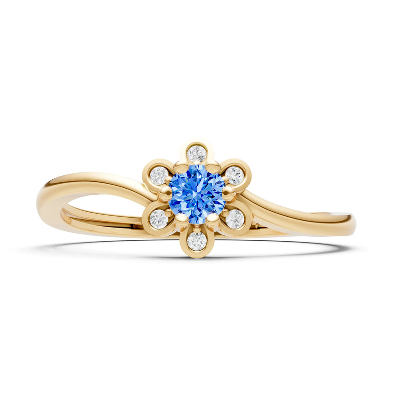 Swiss Blue Topaz Dainty Floral Cluster Accent Ring