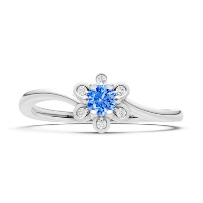 Swiss Blue Topaz Dainty Floral Cluster Accent Ring