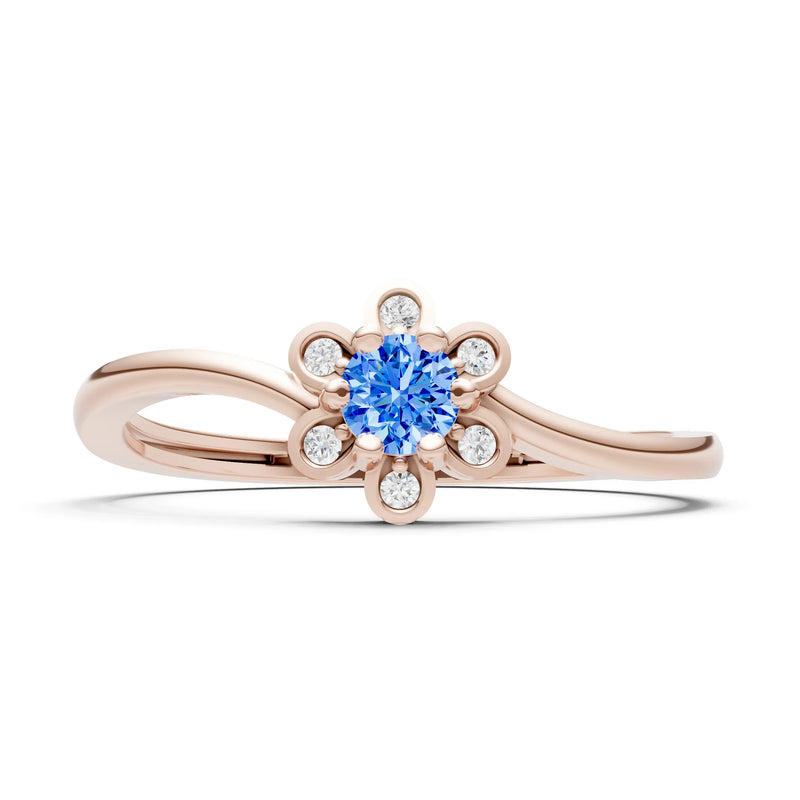 Swiss Blue Topaz Dainty Floral Cluster Accent Ring