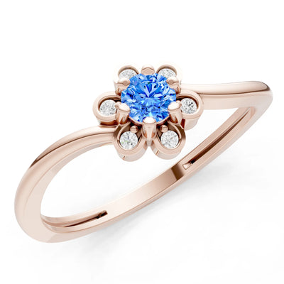 Swiss Blue Topaz Dainty Floral Cluster Accent Ring