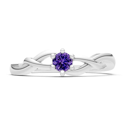 Amethyst Dainty Celtic-Inspired Interwoven Ring
