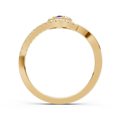 Dainty Pavé Curve Band Accent Ring