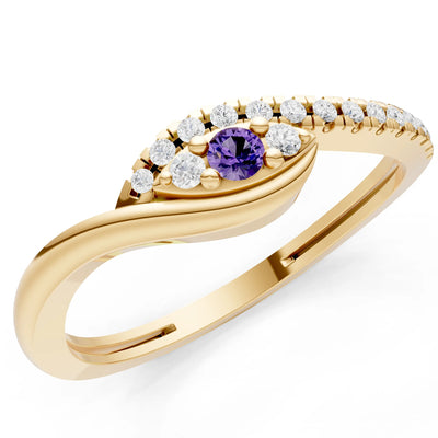 Dainty Pavé Curve Band Accent Ring