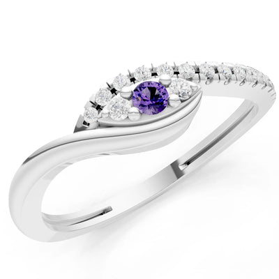 Dainty Pavé Curve Band Accent Ring