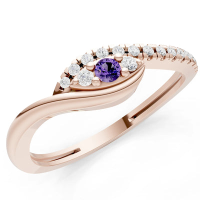 Dainty Pavé Curve Band Accent Ring
