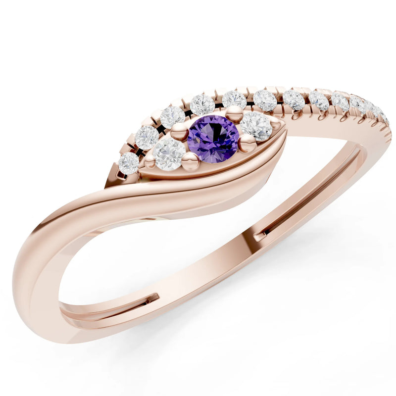 Dainty Pavé Curve Band Accent Ring