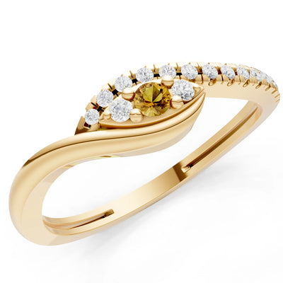 Dainty Pavé Curve Band Accent Ring