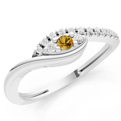 Dainty Pavé Curve Band Accent Ring