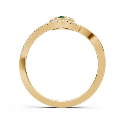 Emerald Dainty Pavé Curve Band Accent Ring