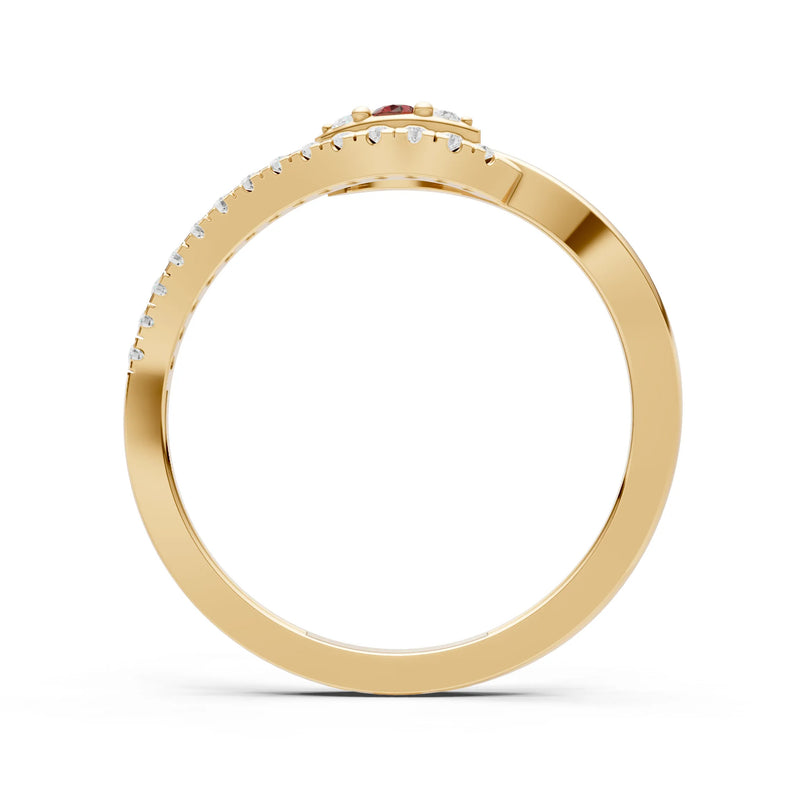 Garnet Dainty Pavé Curve Band Accent Ring