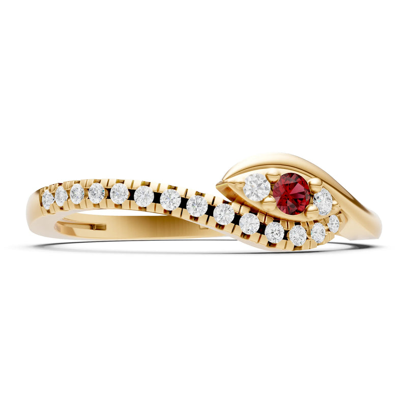 Garnet Dainty Pavé Curve Band Accent Ring
