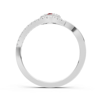 Garnet Dainty Pavé Curve Band Accent Ring