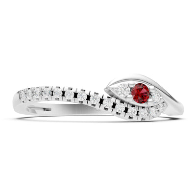 Garnet Dainty Pavé Curve Band Accent Ring