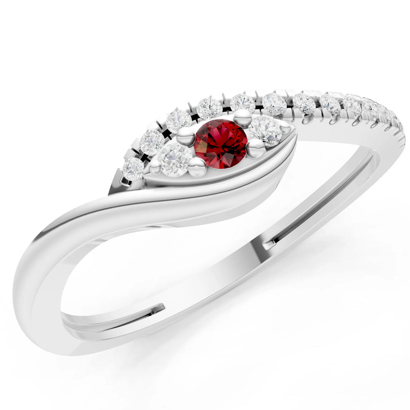 Garnet Dainty Pavé Curve Band Accent Ring