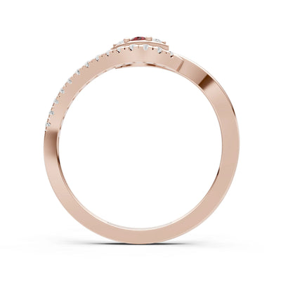 Garnet Dainty Pavé Curve Band Accent Ring