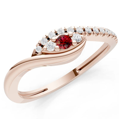 Garnet Dainty Pavé Curve Band Accent Ring