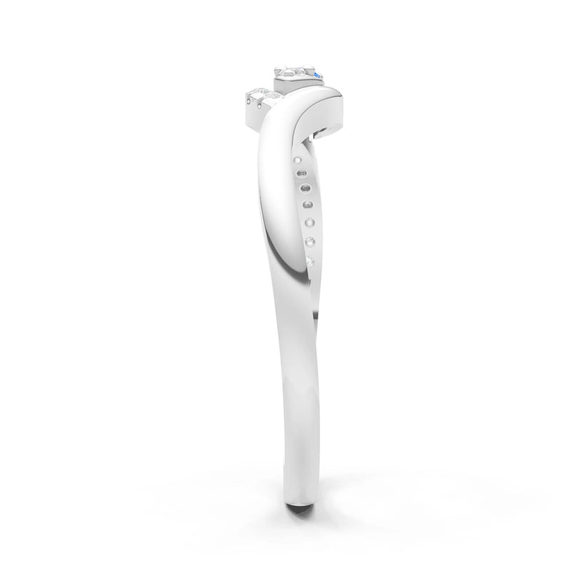 Swiss Blue Topaz Dainty Pavé Curve Band Accent Ring