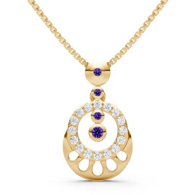 Amethyst Celestial Halo Gemstone Pendant