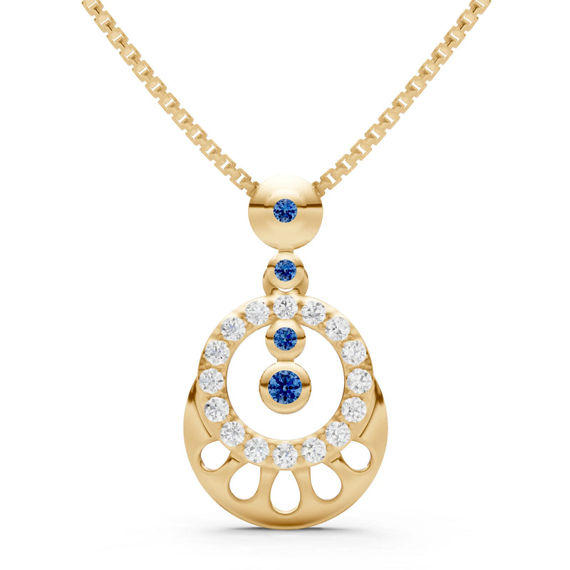 London Blue Topaz Celestial Halo Gemstone Pendant