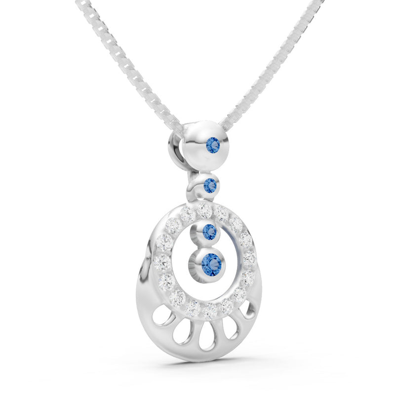 London Blue Topaz Celestial Halo Gemstone Pendant