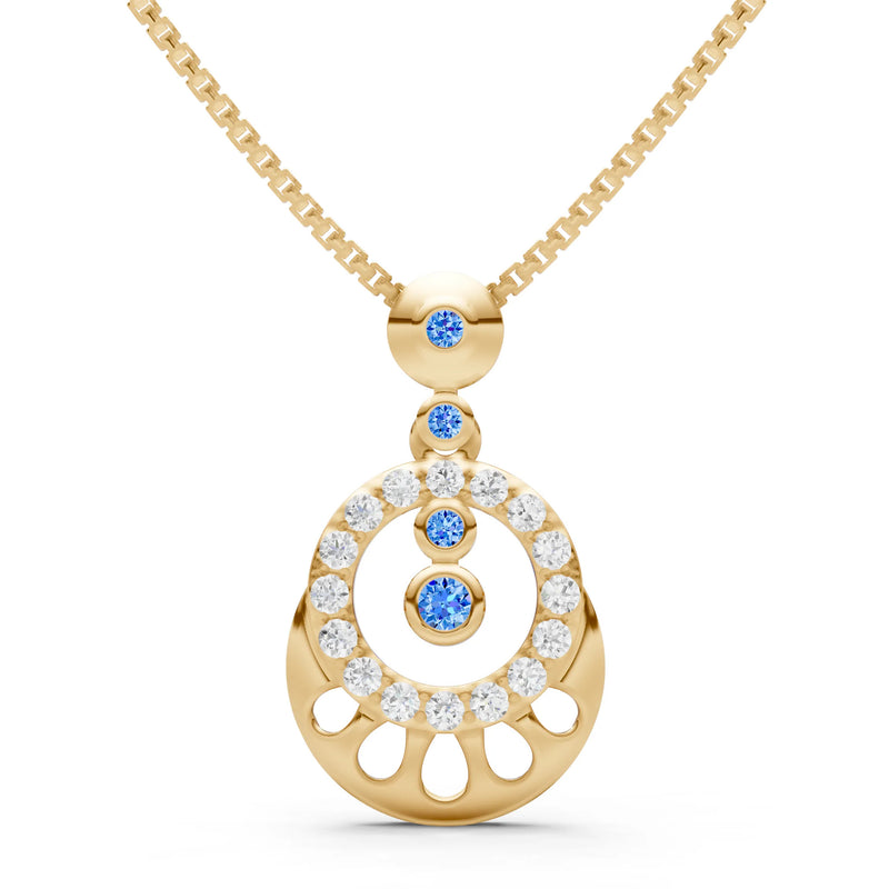 Swiss Blue Topaz Celestial Halo Gemstone Pendant