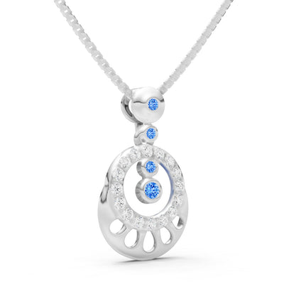 Swiss Blue Topaz Celestial Halo Gemstone Pendant